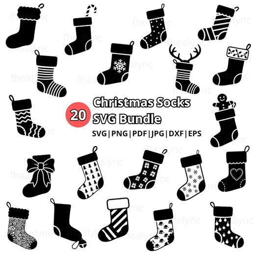 Christmas Socks SVG Bundle, 20 Holiday Cut Files (digital Download) - Etsy