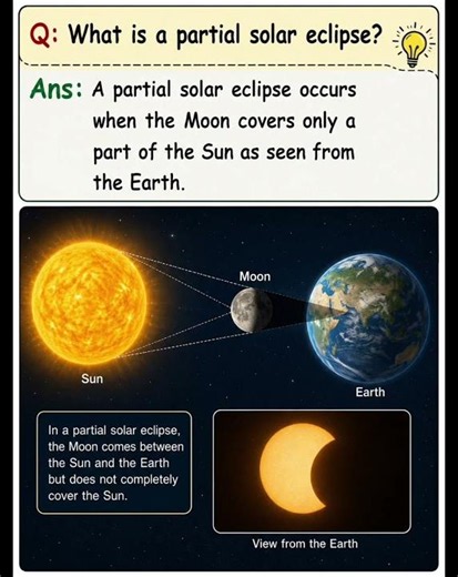 what is a partial solar eclipse?{class-7}(Chapter-12){Earth moon and the sun}