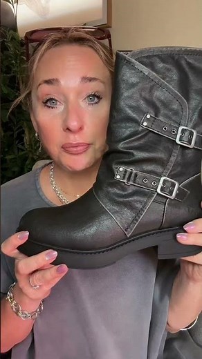 Vegan leather boots with buckle detailing & a chunky heel