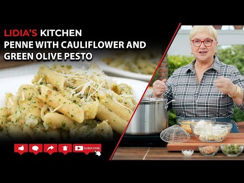 Penne with Cauliflower and Green Olive Pesto