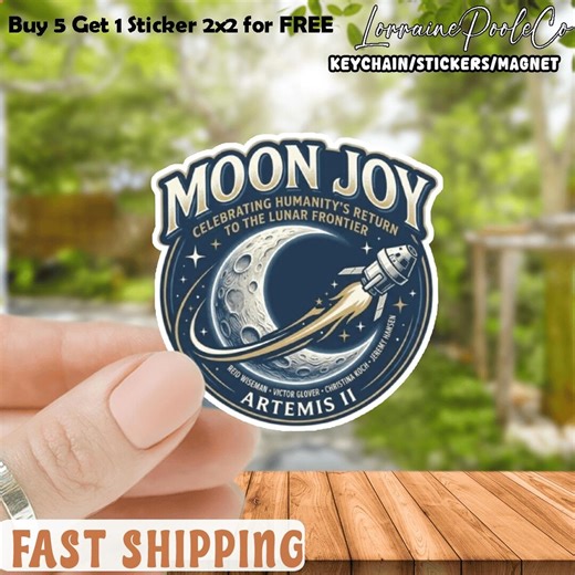 Copy Moon Joy Sticker, Artemis II Moon Mission Decal, NASA Vinyl Stickers, Space Quote Sticker, Moon Landing Decal, NASA Astronaut Stic - Etsy