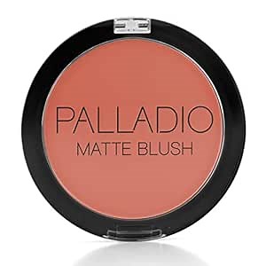 Palladio Matte Blush, Brushes onto Cheeks Smoothly, Soft Matte Look and Even Finish, Flawless Velvety Coverage, Effortless Blending Makeup, Flatters the Face, Convenient Compact, Tipsy