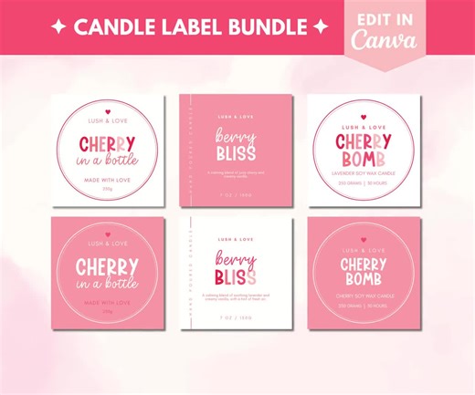 Editable Candle Label Bundle, Modern Candle Label Designs, Custom Candle Labels, DIY Candle Sticker, Small Business, Canva Template - PS - Etsy Australia