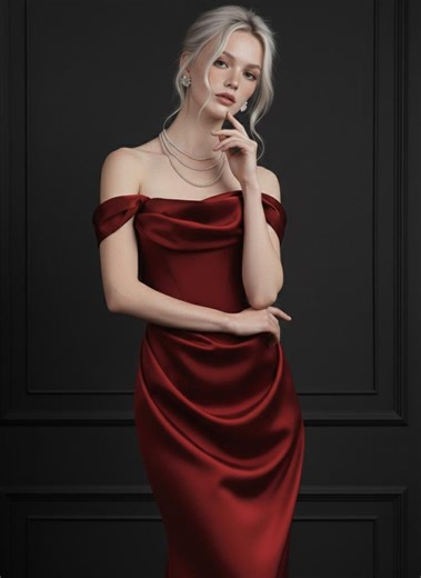 Ruby Red Prom Dress off Shoulder, Satin Evening Gown With Draped Waist, Red Carpet Dress, Luxury Formal Party Dress for Women, Elegant Maxi - Etsy