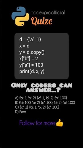99% Coders Fail This Python Dict Puzzle 😱 |🤯 #programming #coding #challenge #quiz