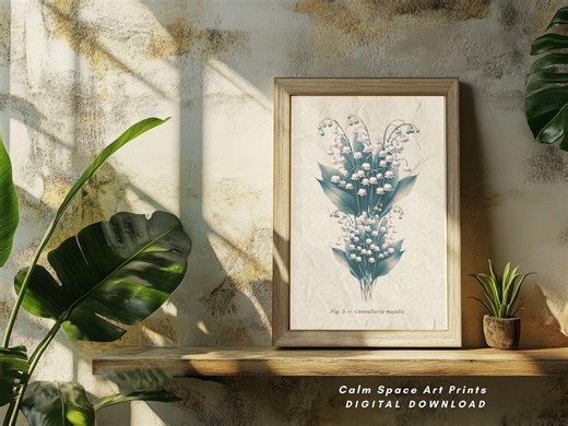 Vintage Botanical Print - May Birth Flower Antique Herbarium Art - Neutral Farmhouse Wall Decor for Calm Spring Spaces - Digital Download - Etsy