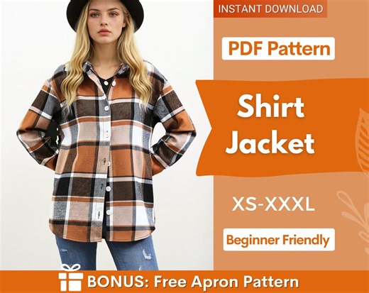 Jacket Sewing Pattern, Shirt Sewing Pattern, Women Pattern, Shacket Sewing Pattern, Shirt Jacket Pattern, Button up Shirt Women Pattern - Etsy