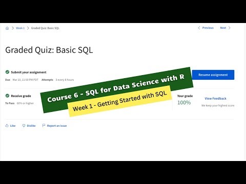 sql for data science with r coursera answers week 1 || IBM || theanswershome