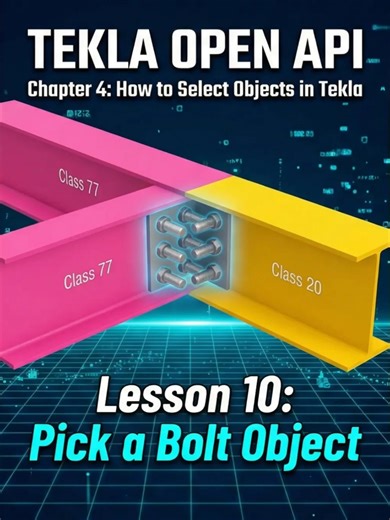 TEKLA OPEN API Chapter 4: How to Select Objects in Tekla Lesson 10 Pick a Bolt #TeklaOpenAPI #TeklaAPI #tictokviral #autocad #teklastructures