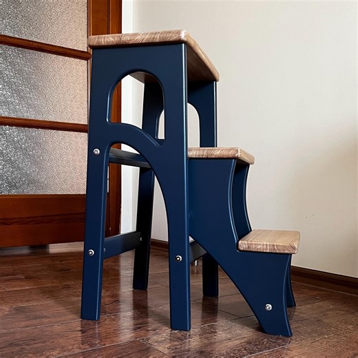Wooden Stepladder, Folding Step Stool, Dining Chair, Library Steps, Wood Ladder, Compact Kitchen Plant Stand - Etsy