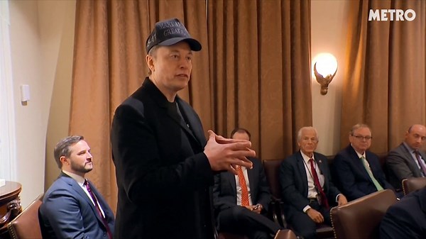 Elon Musk gives speech at first cabinet meeting of new US government