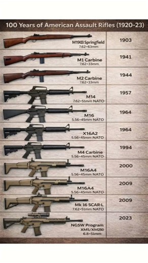 100 Years of American Assault Rifles Evolution (1903–2023) 🇺🇸 | From M1903 to XM5Evolution of U.S.