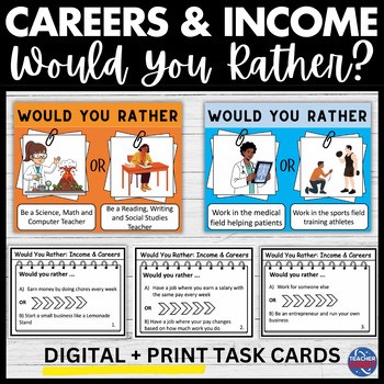 Earning Income & Careers Task Cards | Financial Literacy Life Skills Activity