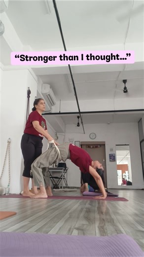 “Trust Fall in Yoga… But Make It a Backbend 😳❤️”