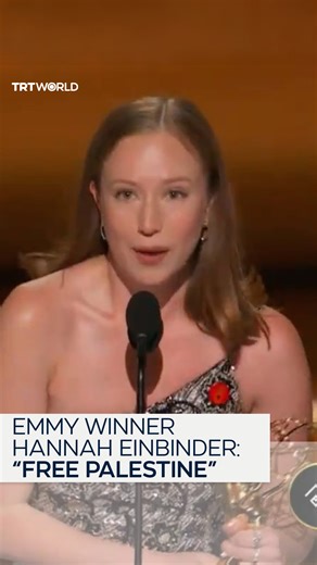 Hannah Einbinder made the remark while accepting the award for Supporting Actress in a Comedy Series for Hacks at the 77th Primetime Emmy Awards in Los Angeles, California, on September 14. | TRT World