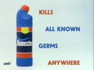 Domestos - Kills All Known Germs Anywhere - Advert Commercial - 1992