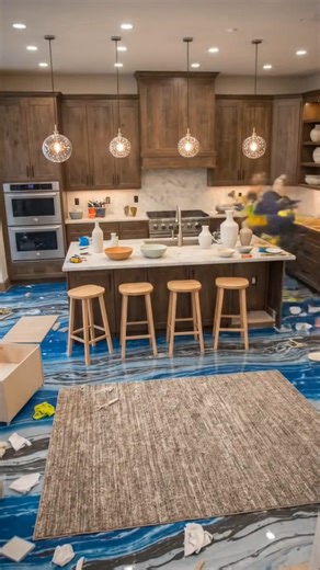 🙊 Luxury Canyon River Epoxy Floor Kitchen Transformation | 3D Metallic Flooring Design