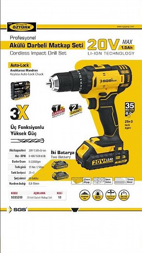 SGS Plus Akülü Darbeli Matkap Seti!