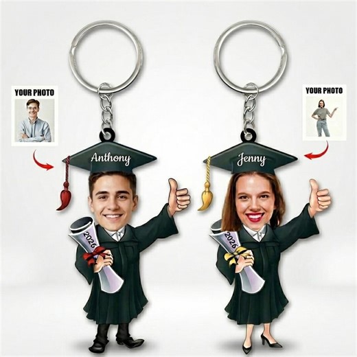 Personalized Graduation Caricature Acrylic Keychain Class of 2026, Custom Photo Grad Keychain, Senior Gift, Student Keepsake, 2D Flat - Etsy