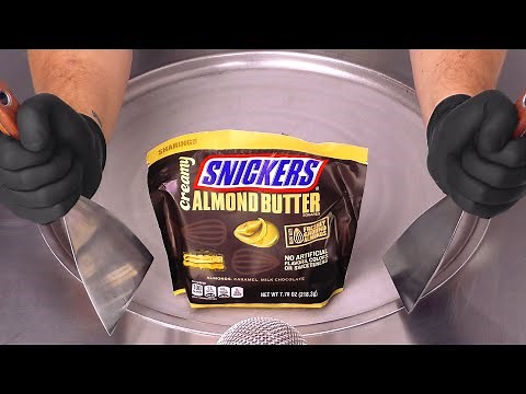 Creamy Snickers Almond Butter - mini Candy Bar Ice Cream Rolls | Almonds Caramel Milk Chocolate ASMR