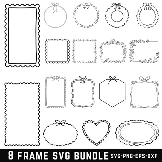 Rectangle Frame SVG Bundle, Geometric Borders Ornamental Frame Clipart, Trendy Laser Cut Frames, Label Frames Svg, Hand Drawn Frames, - Etsy