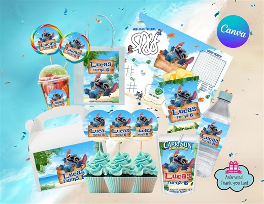 Hawaiian Beach Birthday Party Printables: Editable Canva Bundle (digital Download) - Etsy