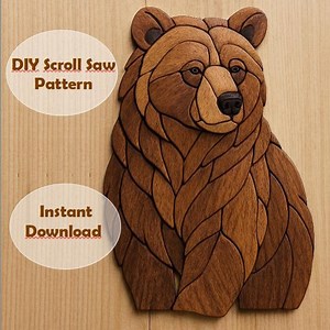 Bear Intarsia Pattern for Beginners, DIY Woodworking Template, Printable PDF Forest Animal Wall Art, Easy Scroll Saw Project for Home Decor - Etsy