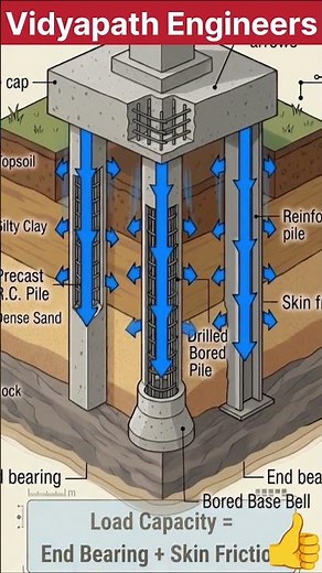 How Pile Foundation Works? | End Bearing + Skin Friction............. #vidyapathengineers