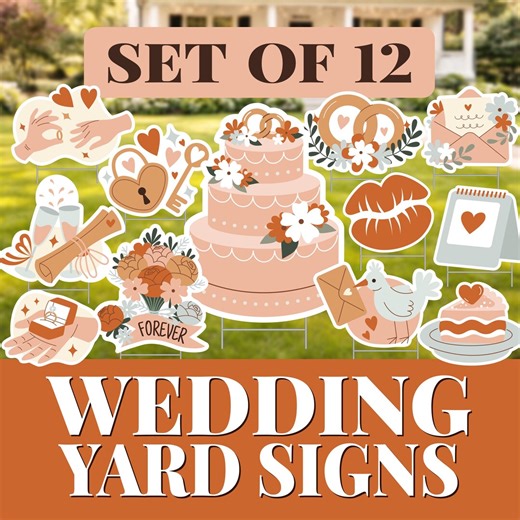 Wedding Yard Signs - Just Married - Set of 12 - Outdoor Party Display - Etsy