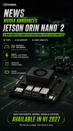 ⚡ 2× AI Performance. 40% Less Power. Meet Jetson Orin Nano 2.