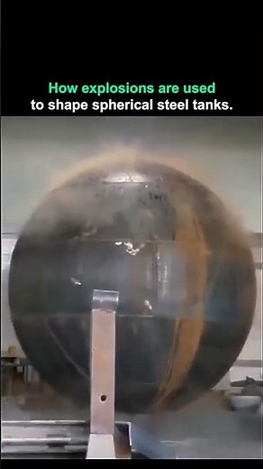 Hiw explosions are used to shape spherical steel tanks