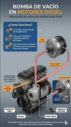 How a Diesel Engine Vacuum Pump Works | Brake Booster Explained 🔧🚛#DieselEngine#VacuumPump