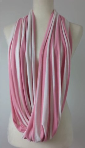 Striped Jersey Infinity Scarf: Lightweight Rayon Spandex, Black Ivory, Pink Ivory, Spring Summer - Etsy