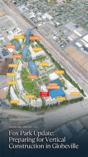 Developing Denver on Instagram: "Fox Park’s next phase is taking shape... The redevelopment project continues advancing in Denver’s Globeville neighborhood, with vertical construction planned to begin in Q3 2025. Upcoming phases include the 270,000-square-foot World Trade Center office complex, a 249-key Virgin Hotel, and two residential buildings totaling 370 units. Site preparation is underway, including EPA environmental cleanup, completed Phase 1 infrastructure, and ongoing Phase 2 work, whi