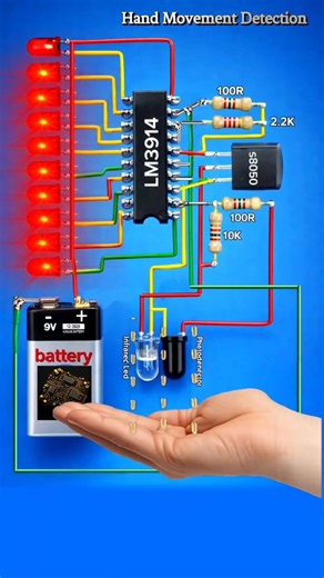 IR Based Hand Detection LED Bar Graph Circuit | LM3914 Touchless Sensor