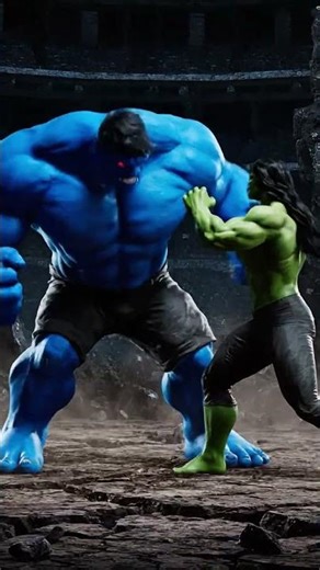 “Blue Hulk vs She-Hulk 💥 Full 8-Second Fight Scene!”