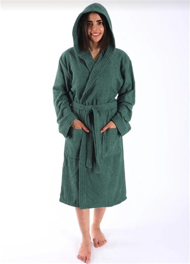 Morning Robe Terry Cloth Spa Bathrobe Olive Emerald Robe Unisex Warm Sherpa Cozy Bathrobe Gift
