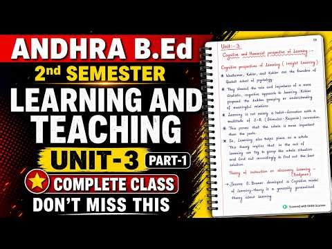 Learning & Teaching UNIT 3 | B.Ed 2nd Semester | Complete Class + Important Diagrams #careerodisha