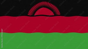 A waving flag of Malawi in 4K and 60 frames per second with artistic grain.