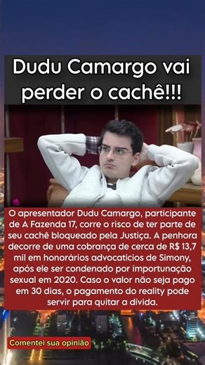 Dudu Camargo vai perder o cachê!!!