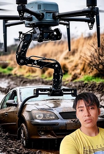 Un dron de gran tamaño levanta un automóvil. #maquinas #herramienta | El Taller