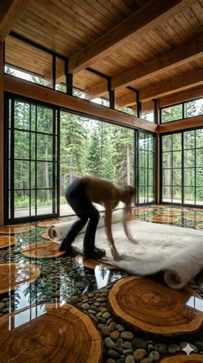 Incredible wood slab epoxy flooring! 🤯🙌 #interiordesign #homedesign