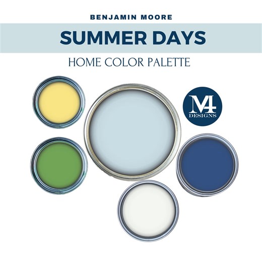 Blue Paint Color Palette for Home Interior - Benjamin Moore (digital Download) - Etsy