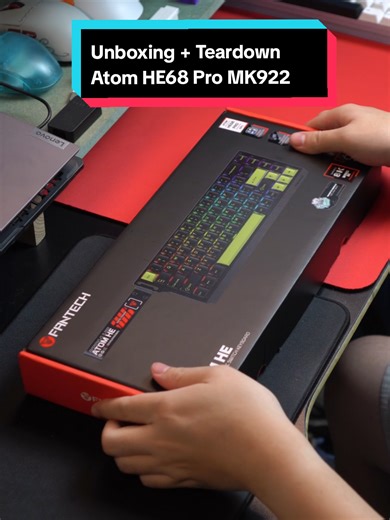 Unboxing Teardown keyboardnya Atom HE68 Pro MK922 by @fantech.id @fantechworldofficial biar lebih jelas isi keyboard ini ada apa aja Inspired by in2808 #keyboard #rapidtrigger #fantech #unboxing #teardown
