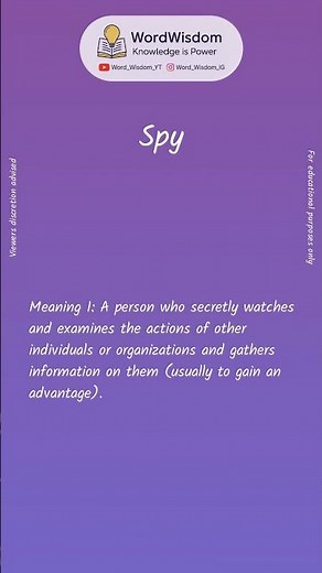What does "Spy" mean? | English vocabulary shorts | #spy #wordwisdom