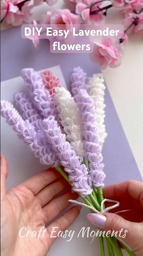 DIY Easy Lavender Flowers with Yarn Simple Craft Idea #diy #trending #viral #craft #cute