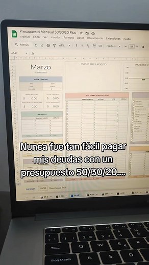 Plantilla de presupuesto 50/30/20 para finanzas personales