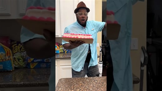 Grandpa accidentally destroys birthday cake