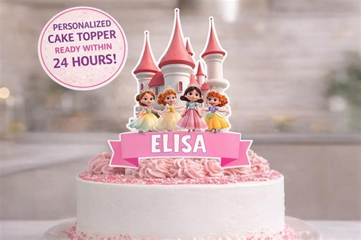 Princess Castle Cake Topper Personalized Custom Name Overlay Fairytale Party Decoration - Etsy