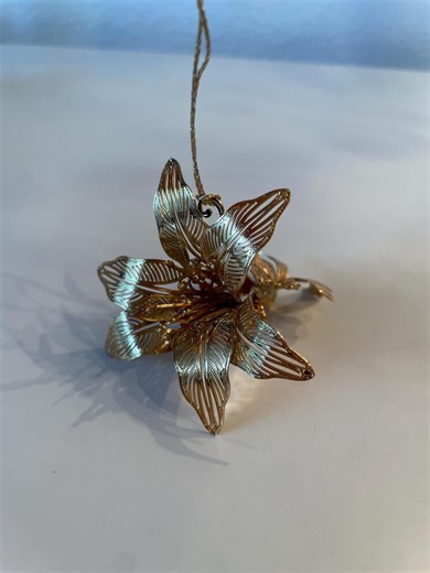 Danbury Mint 23k Gold Plated Christmas Ornament | Festive Lily Ornament - Etsy